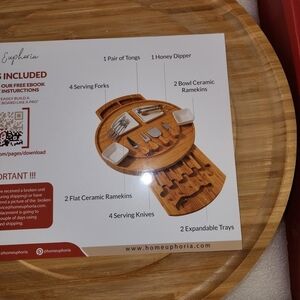 Bamboo Cheese Board Set with Ceramic Ramekins
